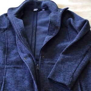 Women’s Lands' End Heather Navy Blue Longline Fleece Jacket L 14/16